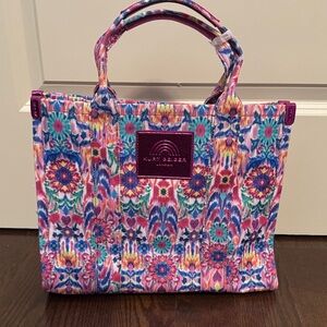 Kurt Geiger Pink Multicolor Floral Pattern Tote
